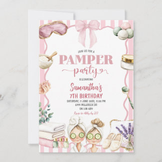 Spa-Themen-Pamper-Party-Geburtstagseinladung Einladung