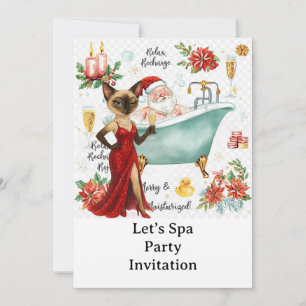 Spa-Weihnachtsfeier mit Siamkatze Einladung