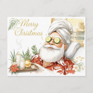 Spa-Weihnachtsmann mit Gurke Frohe Weihnachten Postkarte