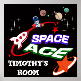 Space Ace Kid's Room Editable Poster