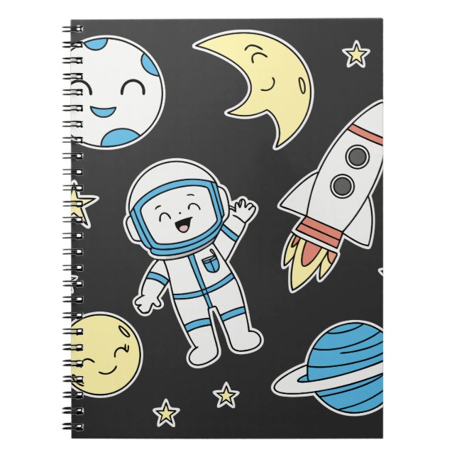 Space Adventure Cartoon - Notebook-Design Notizblock (Vorderseite)