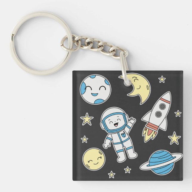 Space Adventure Cartoon - Schlüsselanhänger Design (Vorderseite)
