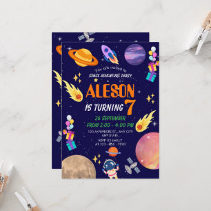 Space Adventure Invitation d'anniversaire pour les