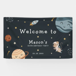 Space Adventure Playful Kids Birthday Party Banner