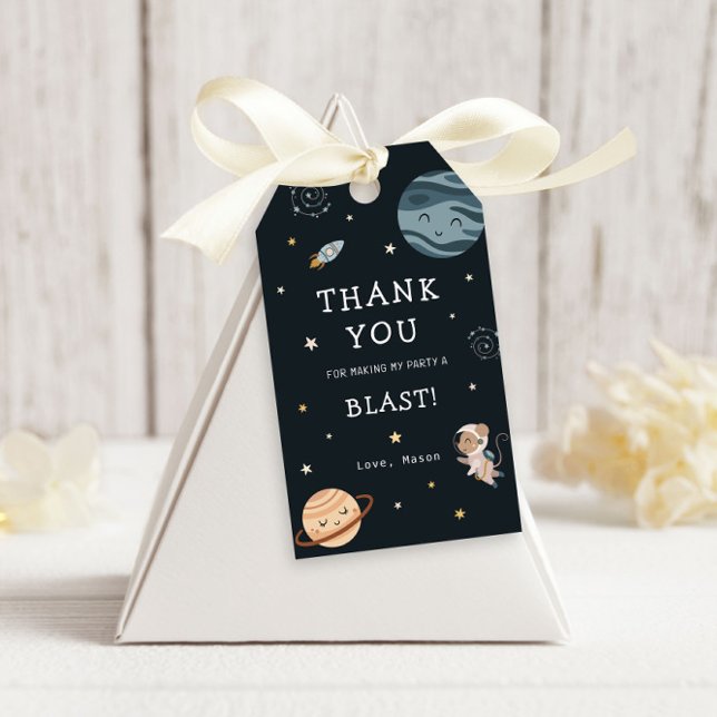 Space Adventure Playful Kids Birthday Party Geschenkanhänger (Von Creator hochgeladen)