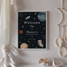 Space Adventure Playful Kids Birthday Party Poster