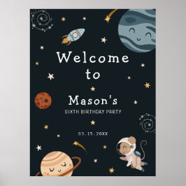 Space Adventure Playful Kids Birthday Party Poster