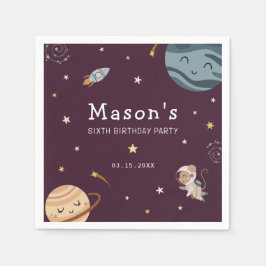 Space Adventure Playful Kids Birthday Party Serviette