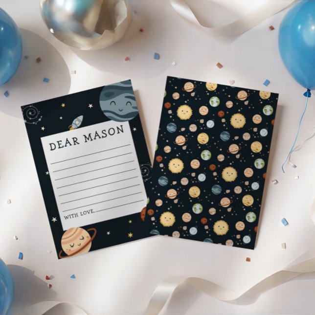 Space Adventure Playful Kids Birthday Time Capsule Begleitkarte (Von Creator hochgeladen)