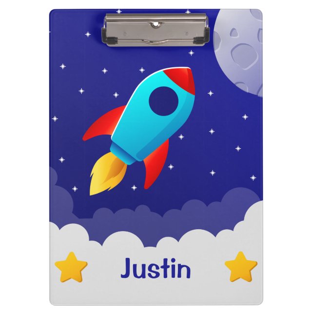 Space Adventure Rocket Clipboards Design Klemmbrett (Vorderseite)