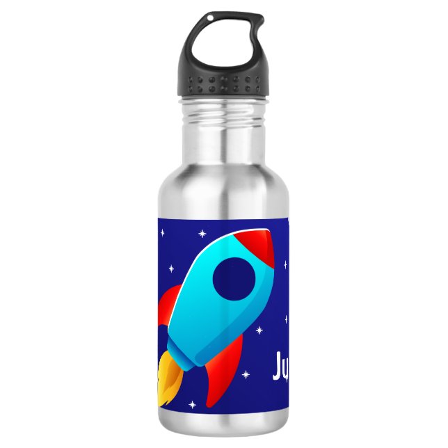 Space Adventure Rocket Design Edelstahlflasche (Vorderseite)