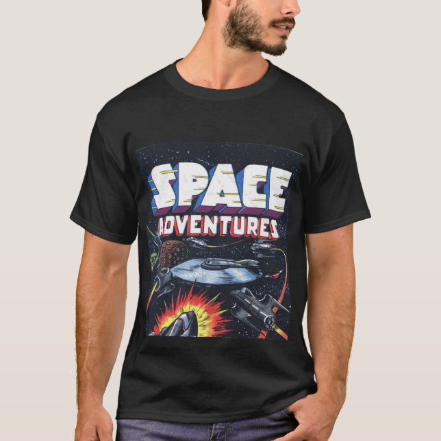 Space Adventures Comic Book Print T - Shirt (Vorderseite)