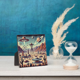 Space Age Alien Desert Invasion Fantasy Art Fotoplatte