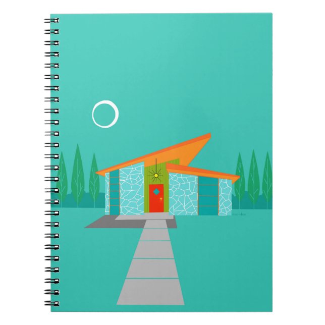 Space Age Cartoon House Notebook Notizblock (Vorderseite)