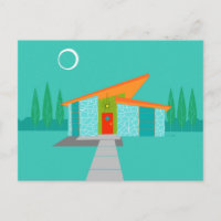 Space Age Cartoon House Postcard