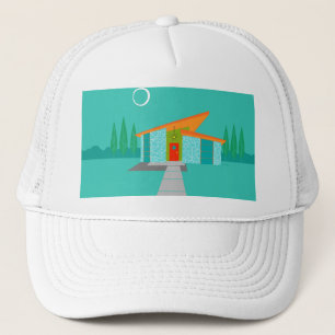 Space Age Cartoon House Trucker Hat Truckerkappe