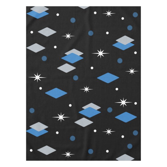 Space Age Diamonds Blue Black Tischdecke (Vorderseite)
