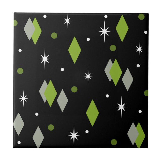 Space Age Diamonds Chartreuse Black Fliese (Vorderseite)