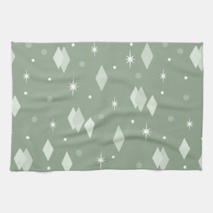 Space Age Diamonds Sage Green Geschirrtuch