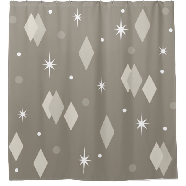 Space Age Diamonds Taupe Brown Grau Duschvorhang (Vorderseite)
