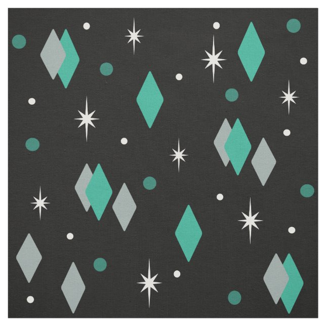 Space Age Diamonds Türkis Black Stoff (Muster)