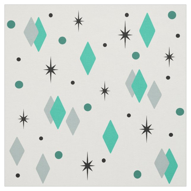 Space Age Diamonds Türkis White Stoff (Muster)