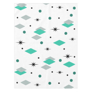 Space Age Diamonds Turquoise White Tischdecke