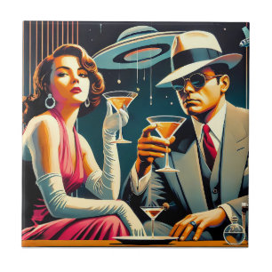 Space Age Las Vegas Gangster Martini Party Fliese