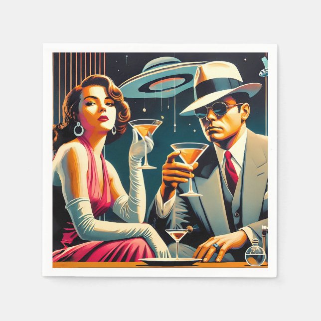 Space Age Las Vegas Gangster Martini Party Serviette (Vorderseite)
