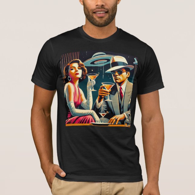 Space Age Las Vegas Gangster Martini Party T-Shirt (Vorderseite)