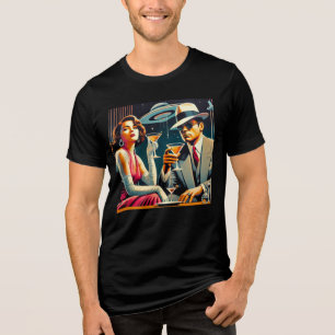 Space Age Las Vegas Gangster Martini-Party Tri-Blend Shirt
