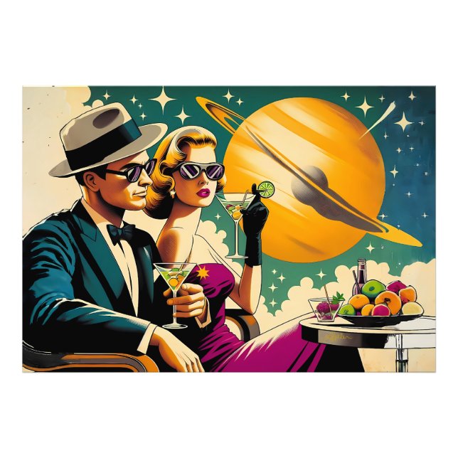 Space Age Las Vegas Martini Gangster Party Fotodruck (Vorne)