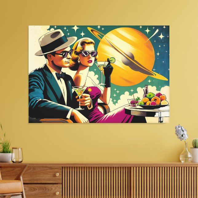 Space Age Las Vegas Martini Gangster Party Leinwanddruck (Insitu (Wohnzimmer))