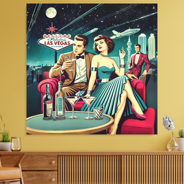 Space Age Las Vegas Martini Party Leinwanddruck (Insitu (Wohnzimmer))