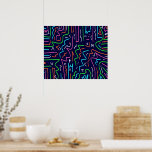 Space Age Maze Abstrakt Print Poster<br><div class="desc">Kühner Kontrast zu digitaler abstrakter Kunst.</div>