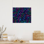 Space Age Maze Abstrakt Print Poster<br><div class="desc">Kühner Kontrast zu digitaler abstrakter Kunst.</div>