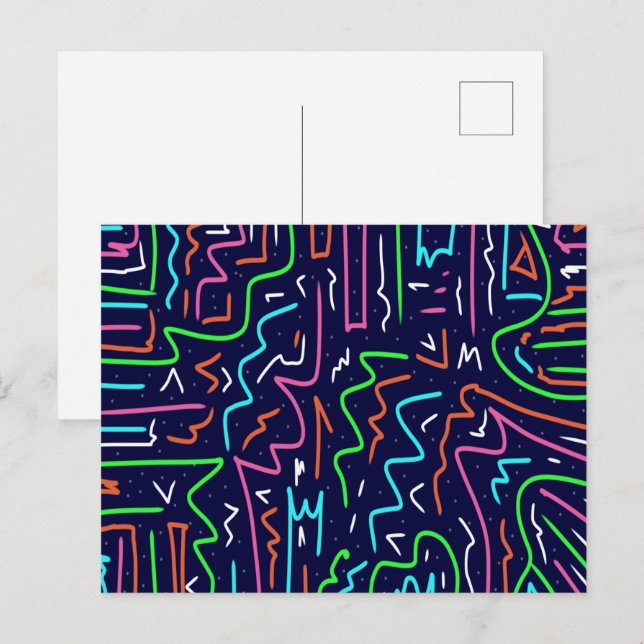 Space Age Maze Abstrakt Print Postkarte (Vorne/Hinten)