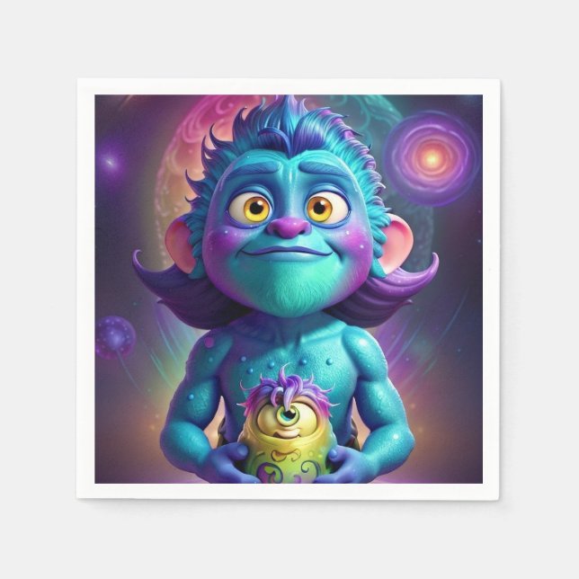 Space Alien & Friend Serviette (Vorderseite)