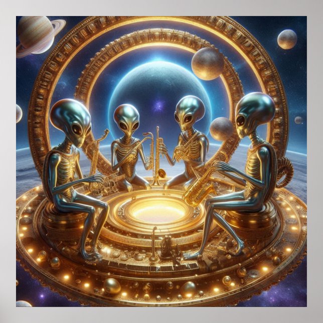 Space Alien Quartett, Trumpet, Sax, etc. Poster (Vorne)