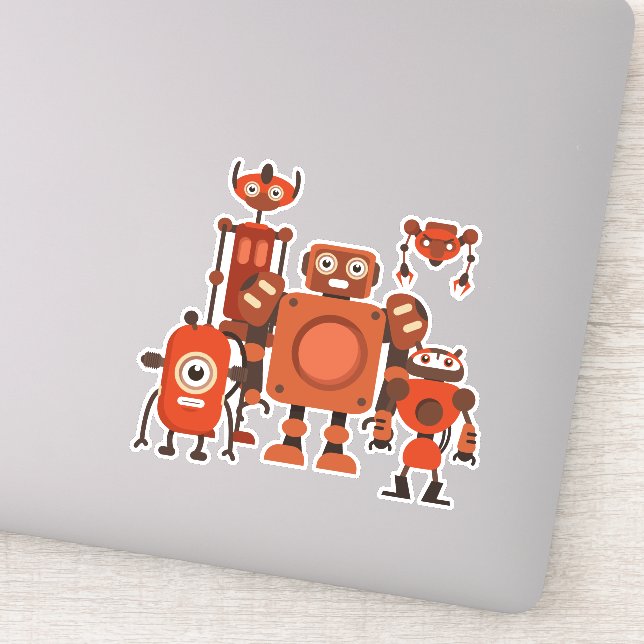 Space Alien Robots Vinyl Sticker (Detail)