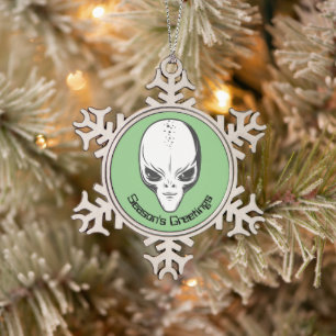 Space Alien Sci Fi Schneeflocken Zinn-Ornament
