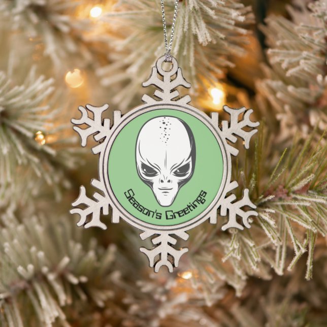 Space Alien Sci Fi Schneeflocken Zinn-Ornament (Baum)