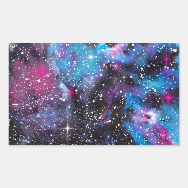 Space Art Aquarellgalaxie Rechteckiger Aufkleber (Vorderseite)