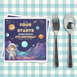 Space Astronaut 4th Birthday Napkins Serviette