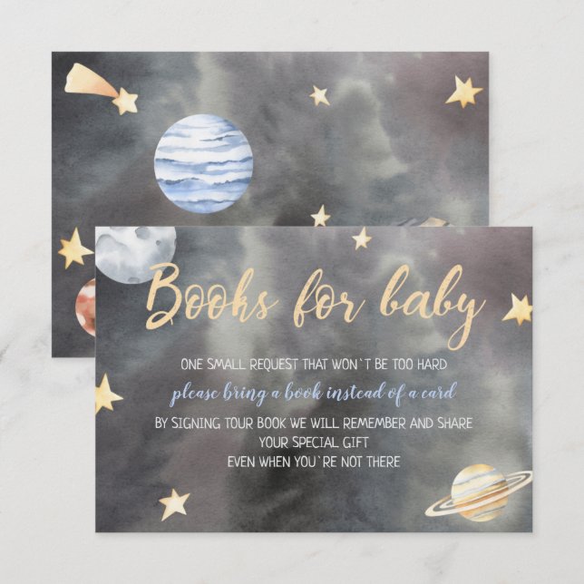 Space Astronaut Babydusche Bücher für Babykarten Einladung (Vorne/Hinten)