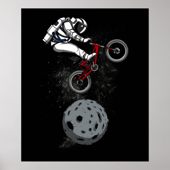 Space Astronaut Biker Reitrad Galaxie Kosmische Poster (Vorne)