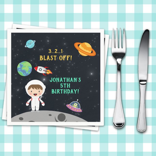 Space Astronaut Birthday Party-Blast Off Design" Serviette (Von Creator hochgeladen)