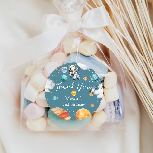 Space Astronaut Birthday Thank You Sticker (Von Creator hochgeladen)