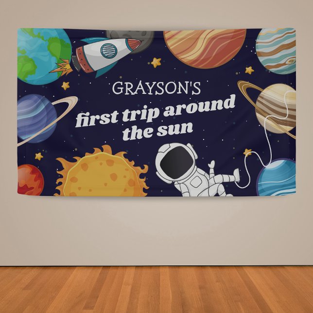 Space Astronaut First Birthday Party Banner (Von Creator hochgeladen)