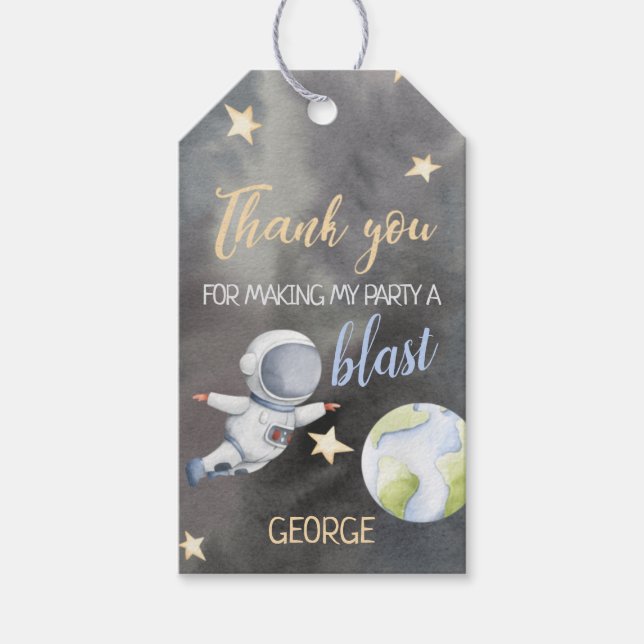 Space Astronaut Geburtstag Danke Tag Geschenkanhänger (Vorderseite)